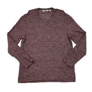 Joseph Abboud Thin Sweater Mens XL Extra Large Rasin Red Cotton Spacedye V Neck